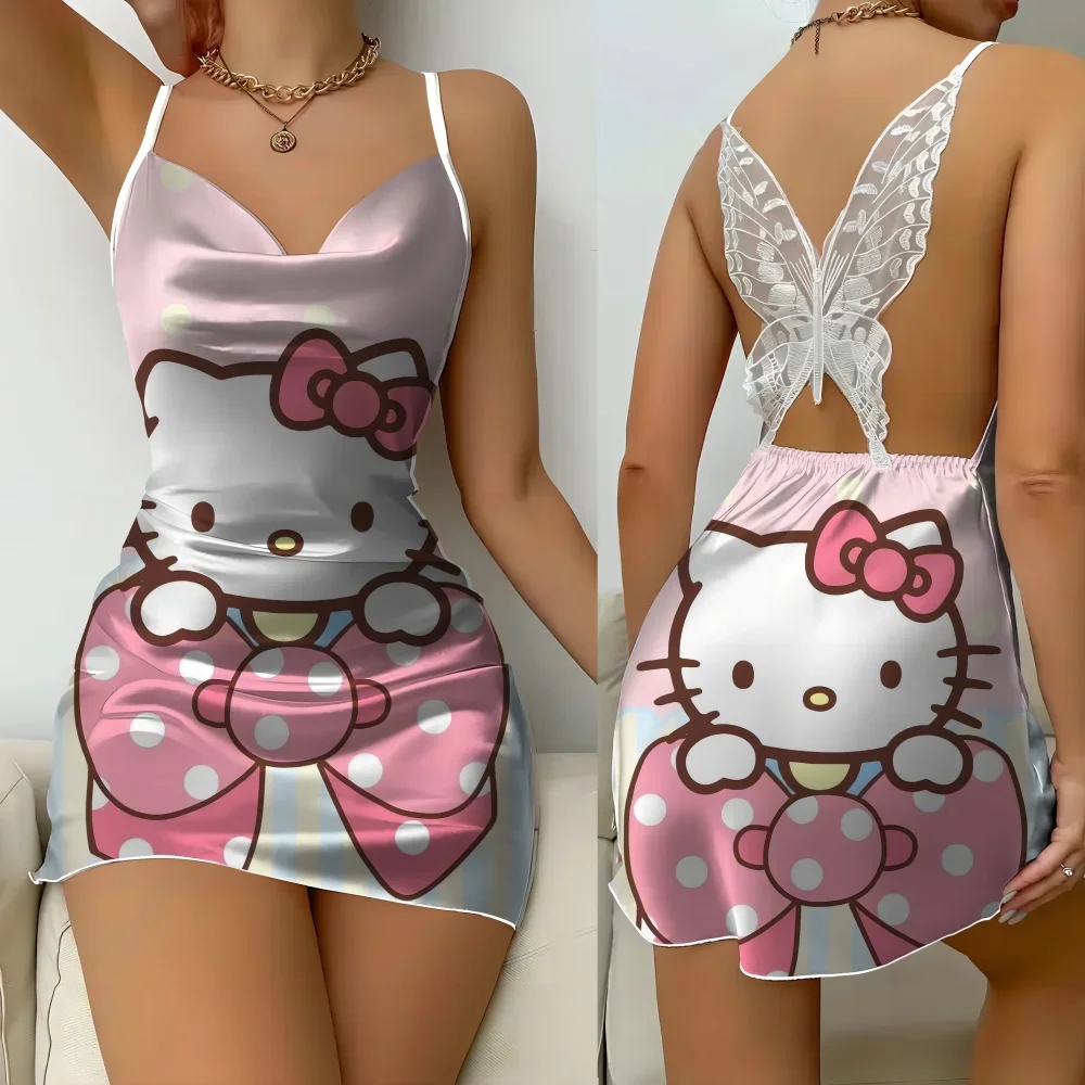 2024 New Summer Sleepwear for Women Sexy Sleevesless Female Nightwear Cartoon Pattern Women's Pajama Pop Female One Pieces Dress