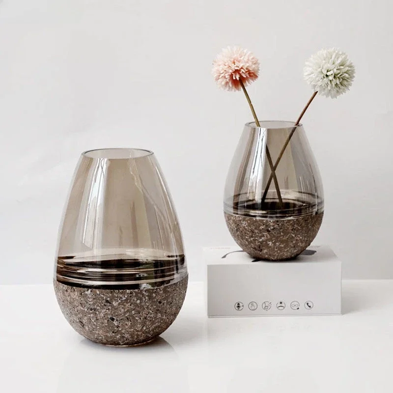 Minimalist Glass DecorativeVase Hydroponic European Flower Pots Transparent  Desk Decoration Cylinder Vases Modern Home Decor