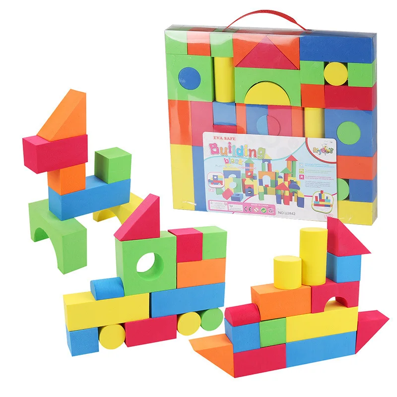46pcs Soft EVA Building Blocks Large Educational STEM Toys for Preschool Kids Big Colorful Stackable Blocks Boy Girl Gifts