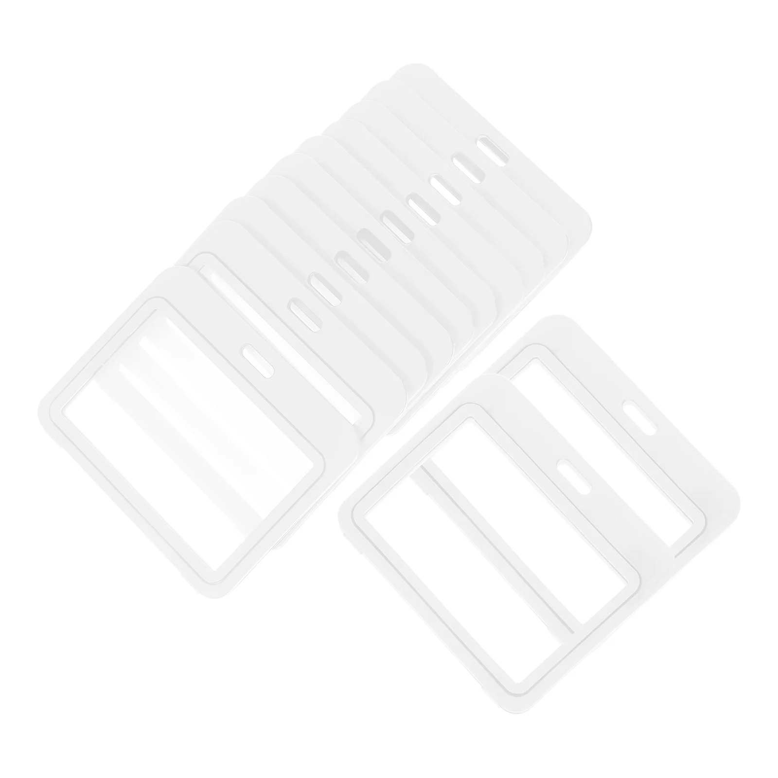 

12 Pcs ID Card Holder Badge Clear Double Sided Plastic Protector Horizontal Staff