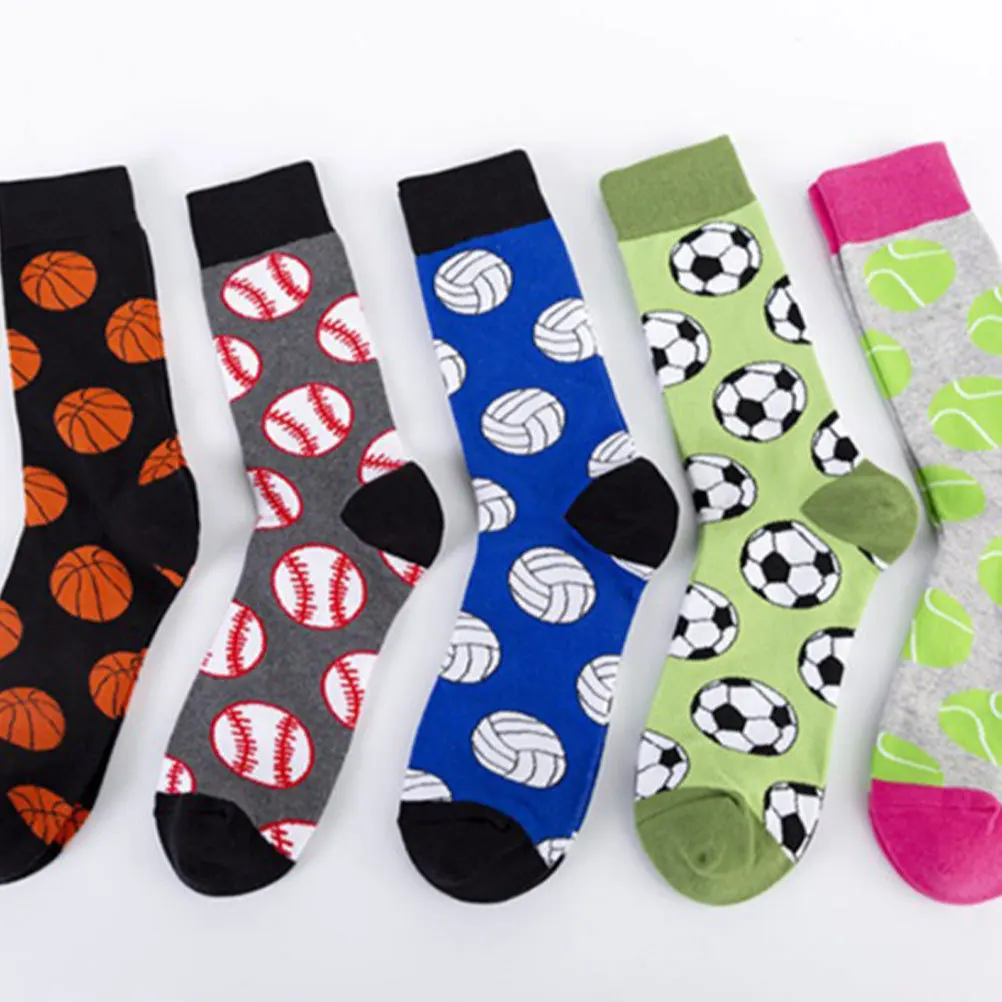 Calcetines de baloncesto de algodón Patrón creativo Talla única Se adapta a la mayoría de los calcetines deportivos casuales cálidos para hombres Otoño Invierno Frío