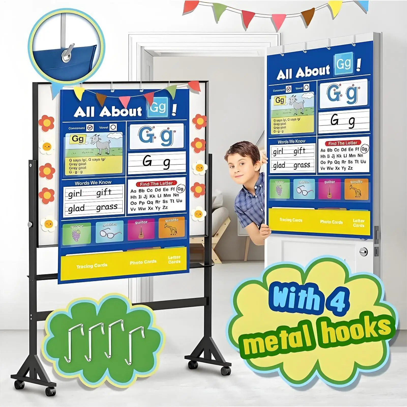 Alphabet Learning Pocket Chart Alphabet Chart for Wall Homeschool Activities Letter Learning Supplies for Boys Girls Kids Teens