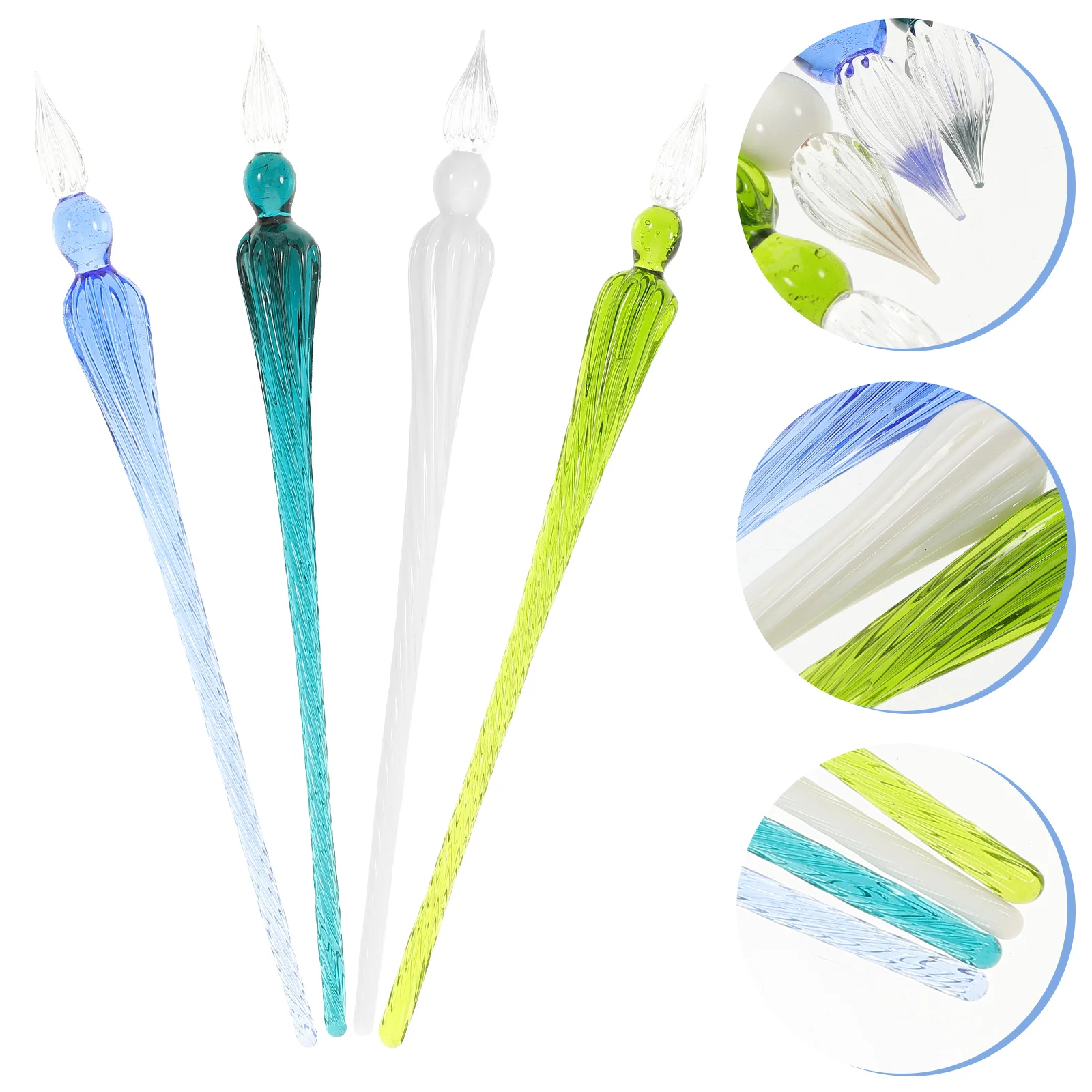 

4 Pcs Glass Pen Colorful Decor Vintage Dip Calligraphy Quill Decorative Clear Grace