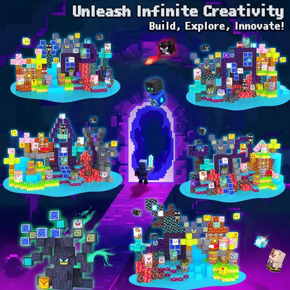 Conjunto de blocos de construção magnéticos-300 peças para crianças, brinquedos STEM para idades de 4 a 12 anos, jogo sensorial inspirado em Montessori para crianças, ideia