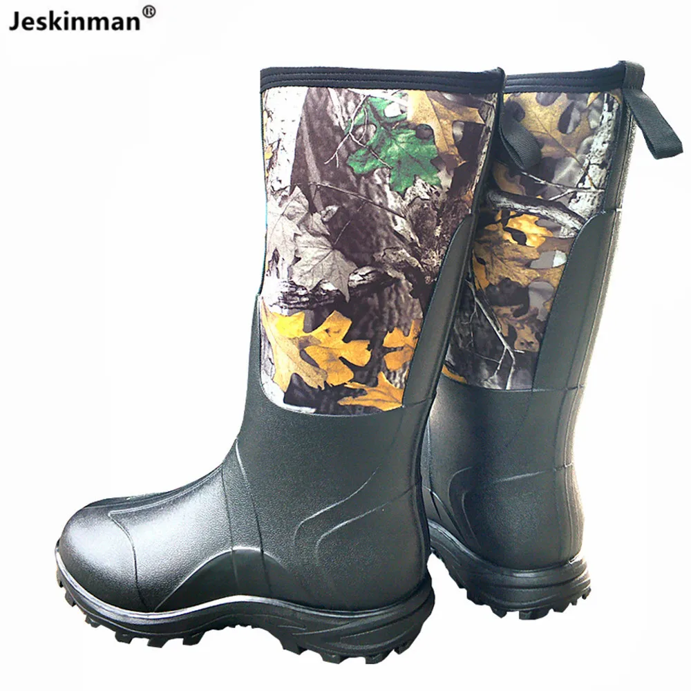Maple Leaves Bionic Camouflage Hunting Fishing High Boots Anti-Slip Car Washing Boots Jungle Sports Winter Keep Warm Snow Shoes