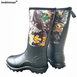 Maple Leaves Bionic Camouflage Hunting Fishing High Boots  Anti-Slip Car Washing Boots Jungle Sports Winter Keep Warm Snow Shoes