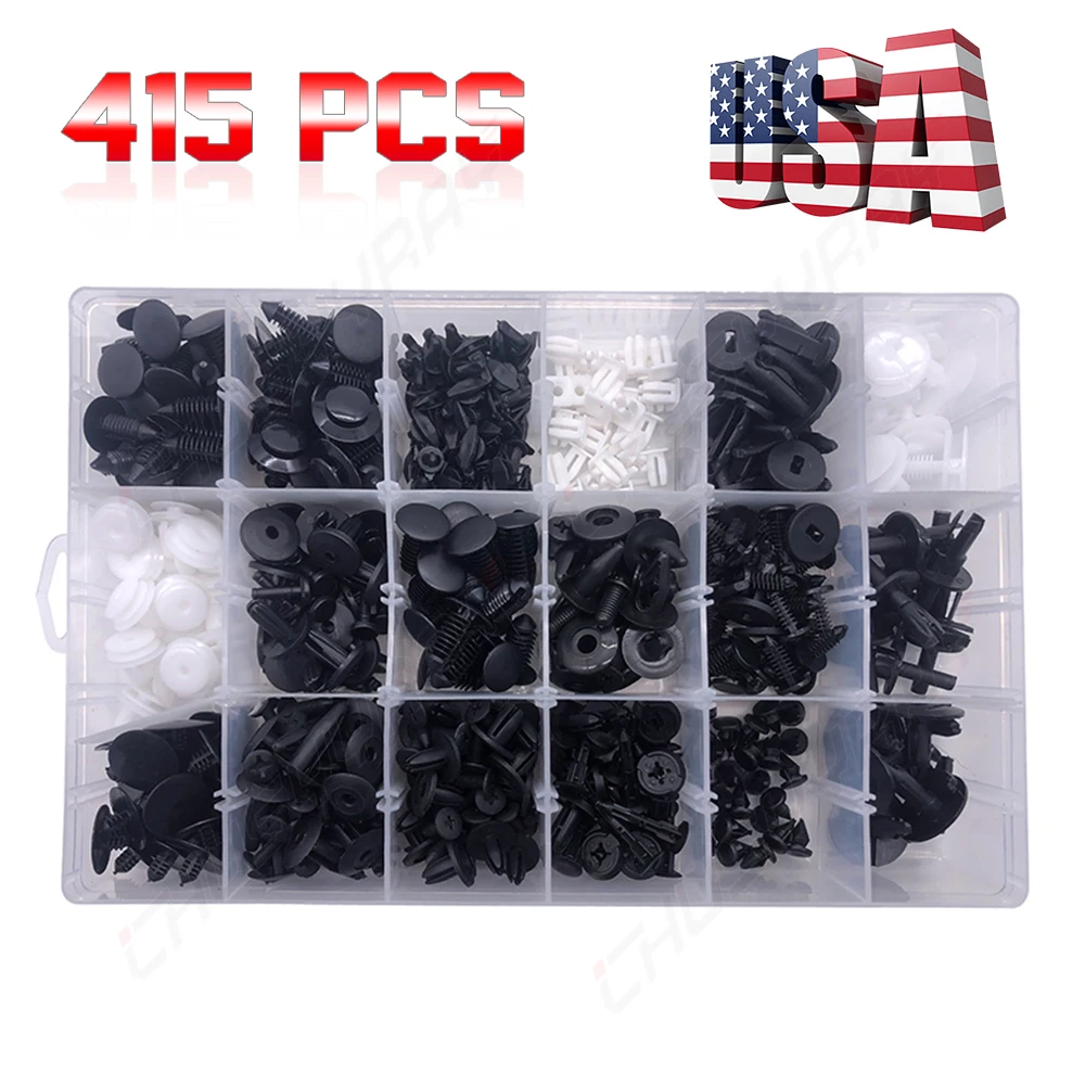 

XWQHJW 415Pcs Auto Fastener Clips Vehicle Retainer Rivet Door Panel Fender Liner Bumper Fender Trim Plastic Mixed Car Clips