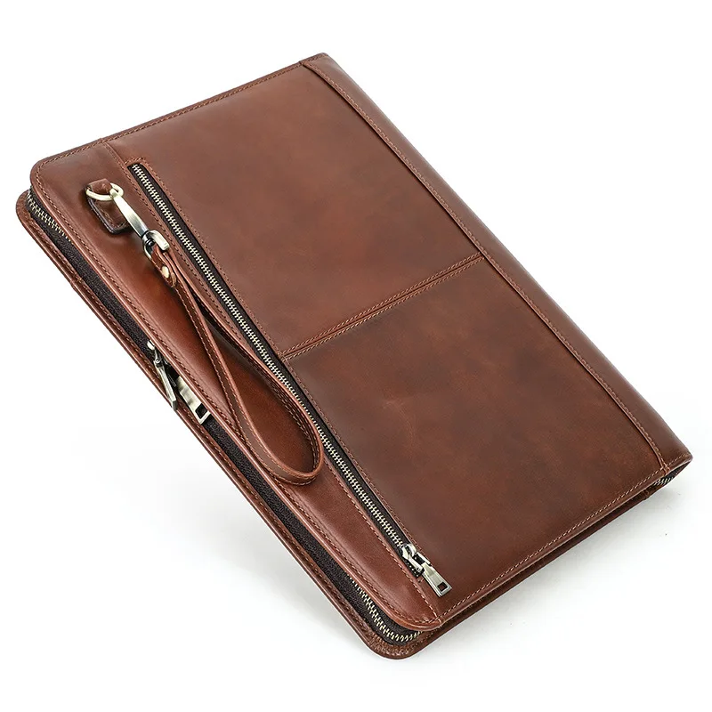Multifunctionele leren iPad 12.9 beschermhoes met A5 notitieboekhouder voor losbladig papier (4-gaats), draagbare tablet hoes