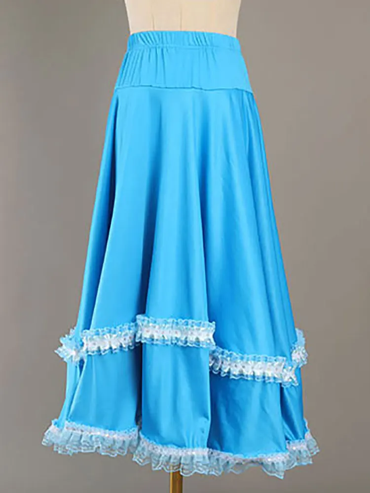 Large Swing Modern Skirt Ballroom Dance Skirt Flamenco Skirts Square Dance Mid-Length Belly Dancing Wear Women Waltz Costumes