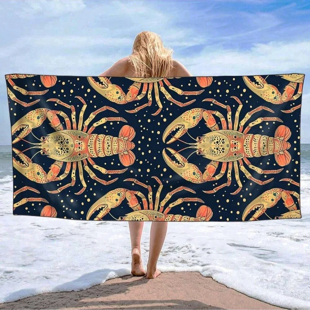 1pc Style Blue Mandalay Pattern Beach Towel,Ultra-Fine Fiber Beach Blanket,Highly Absorbent Bath Towel,Suitable For Summer