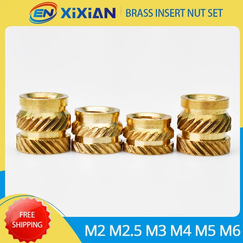 M2 M2.5 M3 M4 M5 M6 M8 Brass Insert Nut Hot Melt Knurled Thread Nuts Heat Injection Embedment Insertion Copper Nut Double Twill