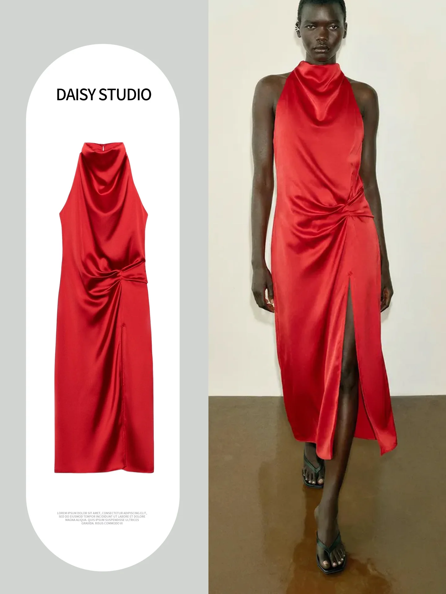 Autumn New Arrival Women's Sleeveless Neck Hanging Midi Dress Satin Texture Asymmetrical Hemline Casual Fit Polyester
