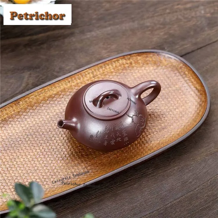 180Ml Yixing Purple Clay Teapots Famous Master Handmade Get Reunion Pot Raw Ore Mud Tea Infuser Kettle Zisha Set Gift