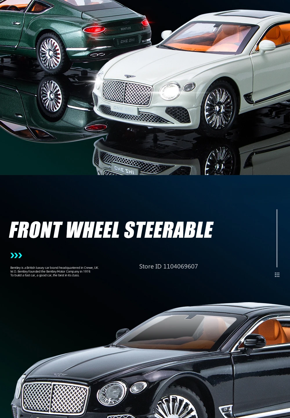 Maßstab 1:24 Continental GT Legierung Automodell Spielzeug Zurückziehen Diecast Metall Sportwagen Modelle Simulation Sound Licht Sammlung Geschenke – Detail 8