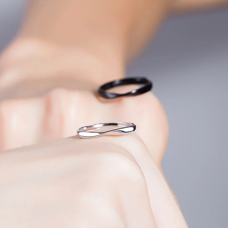 New Mobius Couple Rings For Women Men Simple Black White Adjustable Simple Ring Fashion Wedding Birthday Proposal Gifts