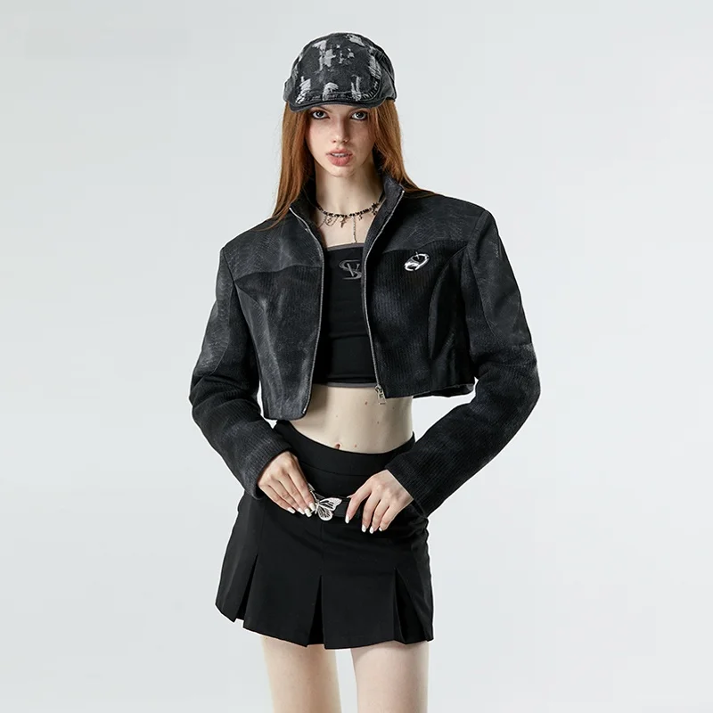 

Женская куртка Vone eeE American Style из трикотажа и хлопка с кожаными вставками, окрашенная, для ранней осени и зимы