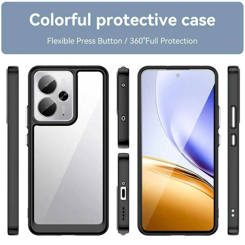 حافظة شفافة ملونة من البولي يوريثان الحراري لهاتف Realme 14 5G Realme 14T 5G غطاء حماية شفاف Fundas Coque Capa