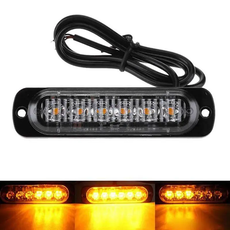 12V-24V Emergency Strobe Lights, Universal 6 LED 18W Surface Mount Emergency Warning Flashing Strobe Light Bar for Car Truck