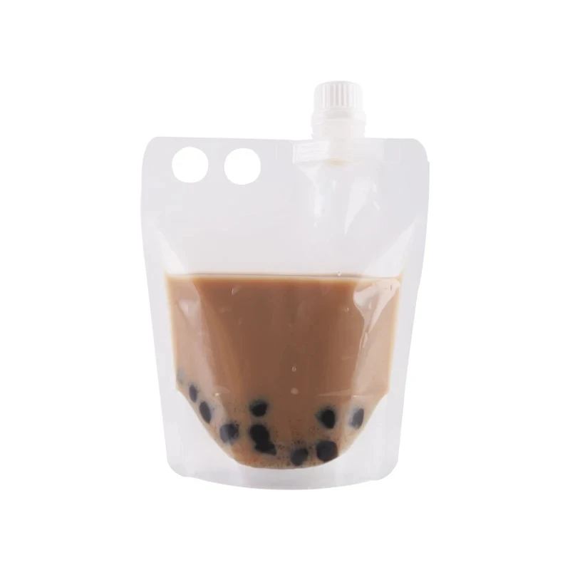 50pcs Bubble Tea Drink Bag Forsted Plastic Fruit Juice Beverage Spout Stand Up Portable Packaging Bags DIY Drinking