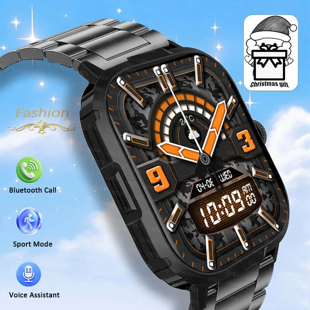 

Спортивные часы, умные часы для мужчин, рождественский подарок, 2,01-дюймовый HD, полноэкранный Bluetooth, часы с трекером здоровья, женские деловые часы