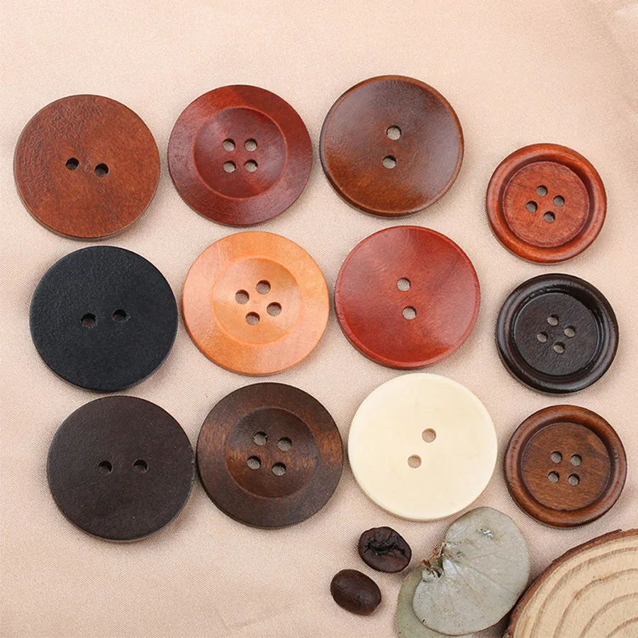 10PCS 2/4 Holes Round Wooden 15mm Buttons for Clothing High Quality DIY Decorations Sew on Accessories 5 Colors Optional