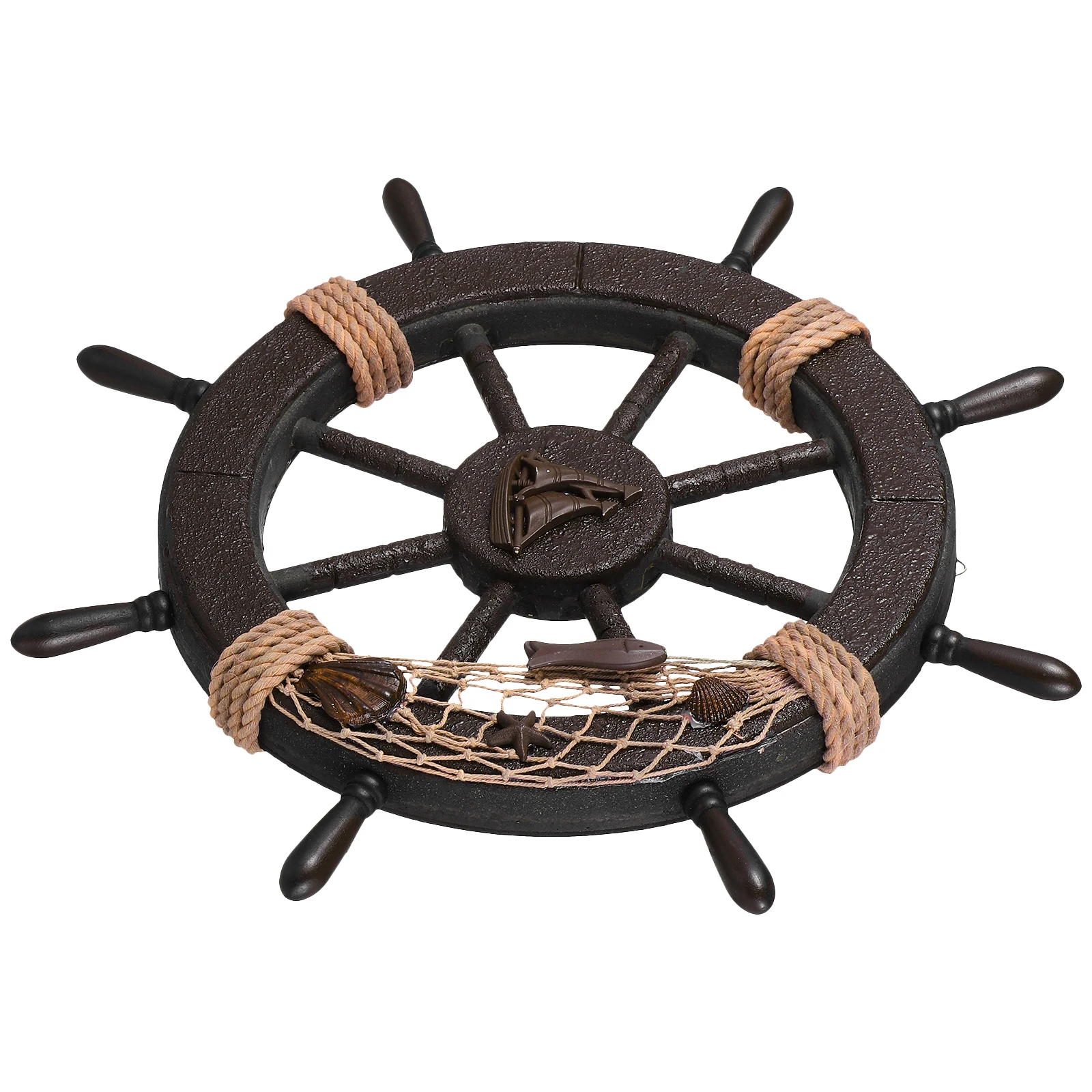 

Mediterranean Style Wooden Rudder Wall Hanging Nautical Ship Wheel Home Party Hotel Wall Decor Decorative Rudder Adornment