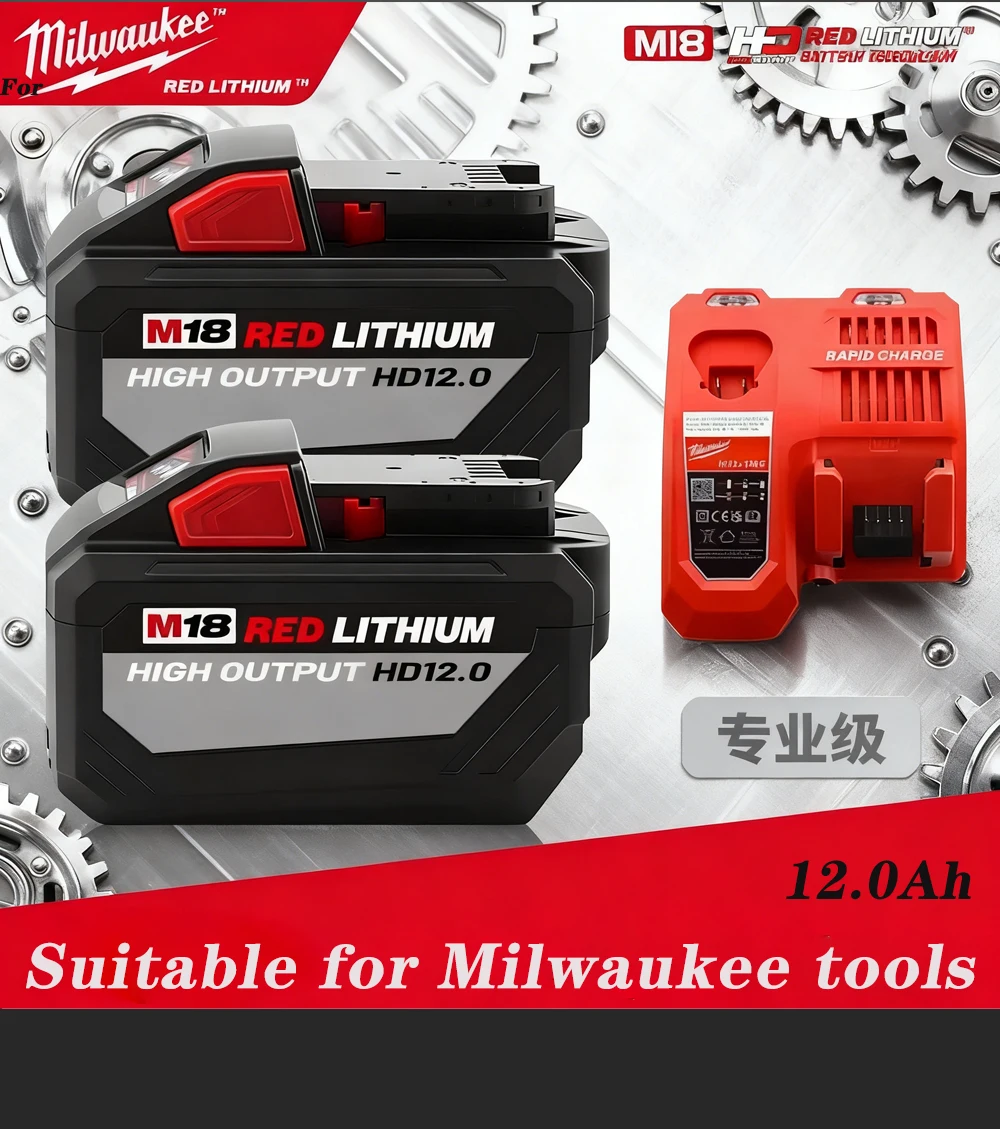 

Milwaukee 12Ah 8Ah 6Ah Lithium Ion Battery ,18V M18HB12 M12-18FC 48-11-1850 For Milwaukee Replacement Tool Rechargeable Battery