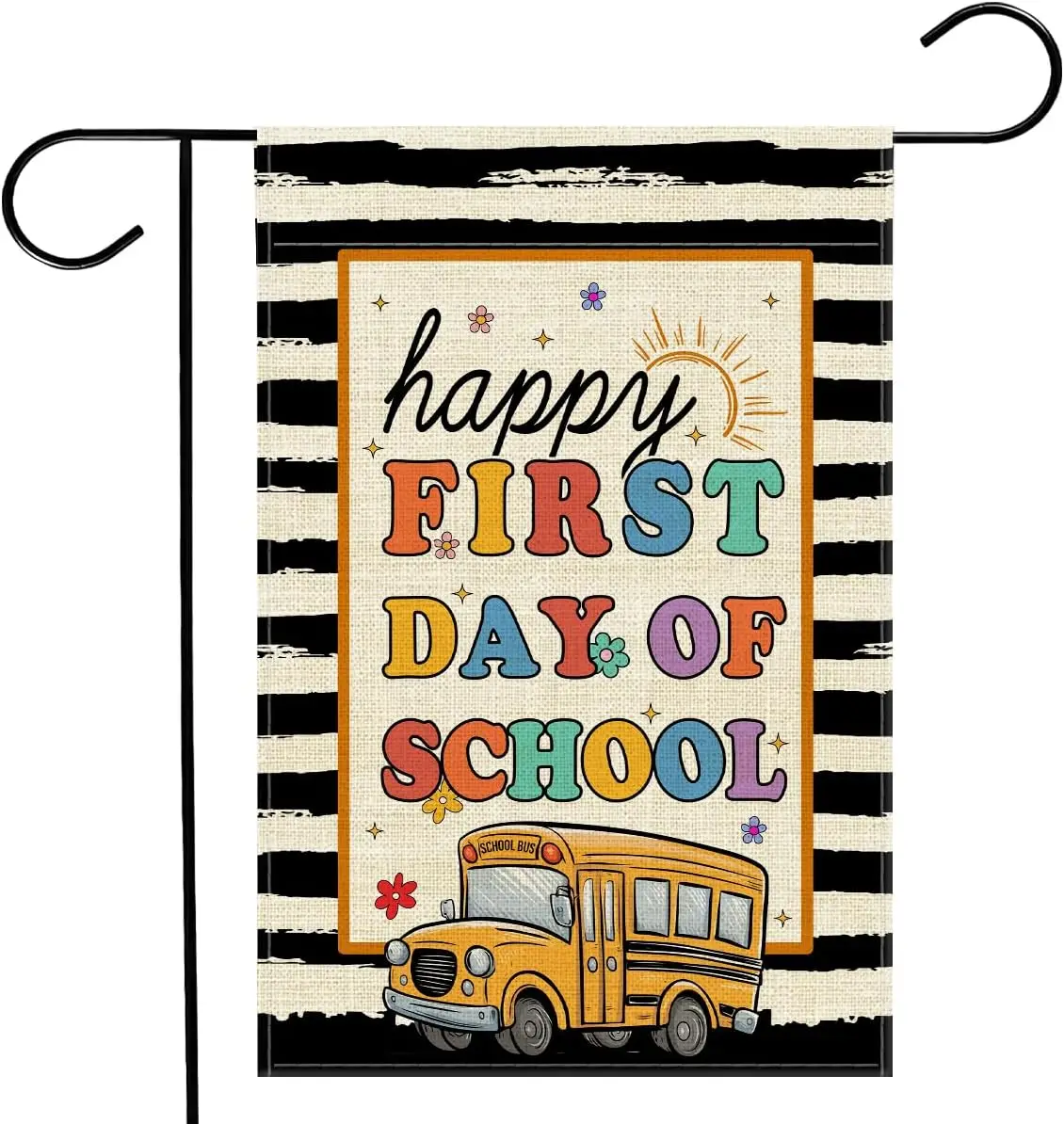 Happy First Day of School Garden Flag 12x18 Inches - Classroom Flags Double Sided for Outside Yard 1st Day of Preschool Kind PPZ