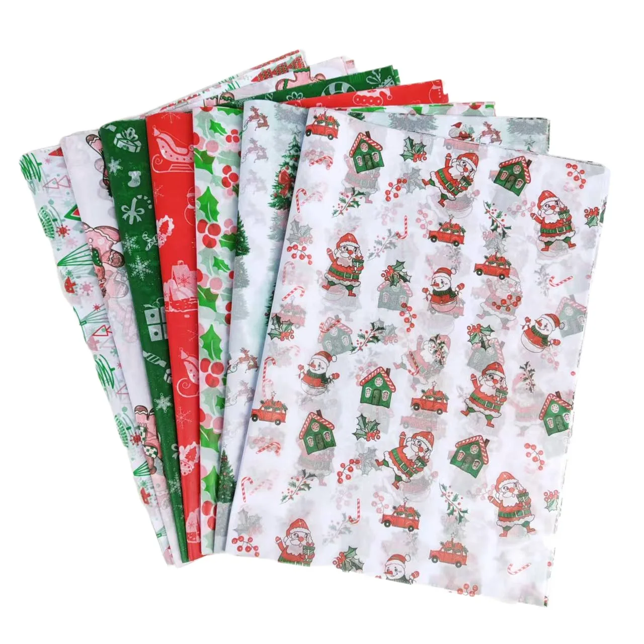 20/50 Sheets Christmas Gift Wrapping Tissue Papers Santa Claus Gingerbread Xmas Tree Pattern Xmas New Year Gift Packaging Paper