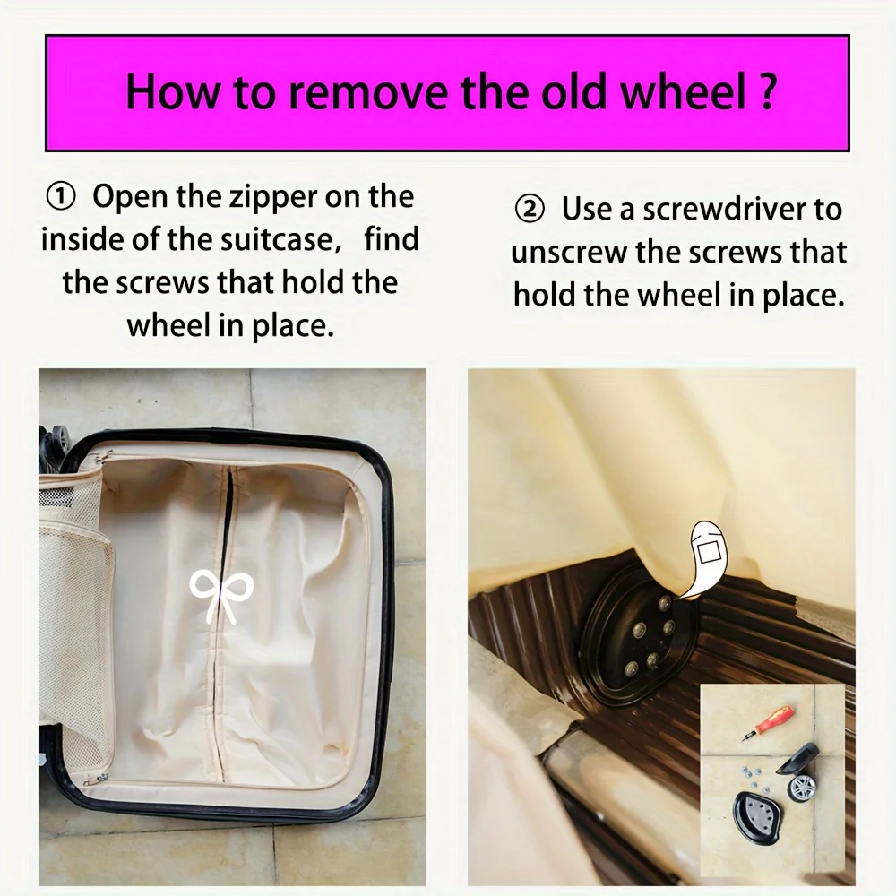 4 قطع عجلات أمتعة لحقائب السفر، عجلات بديلة مقاومة للضغط لحقائب السفر. #4