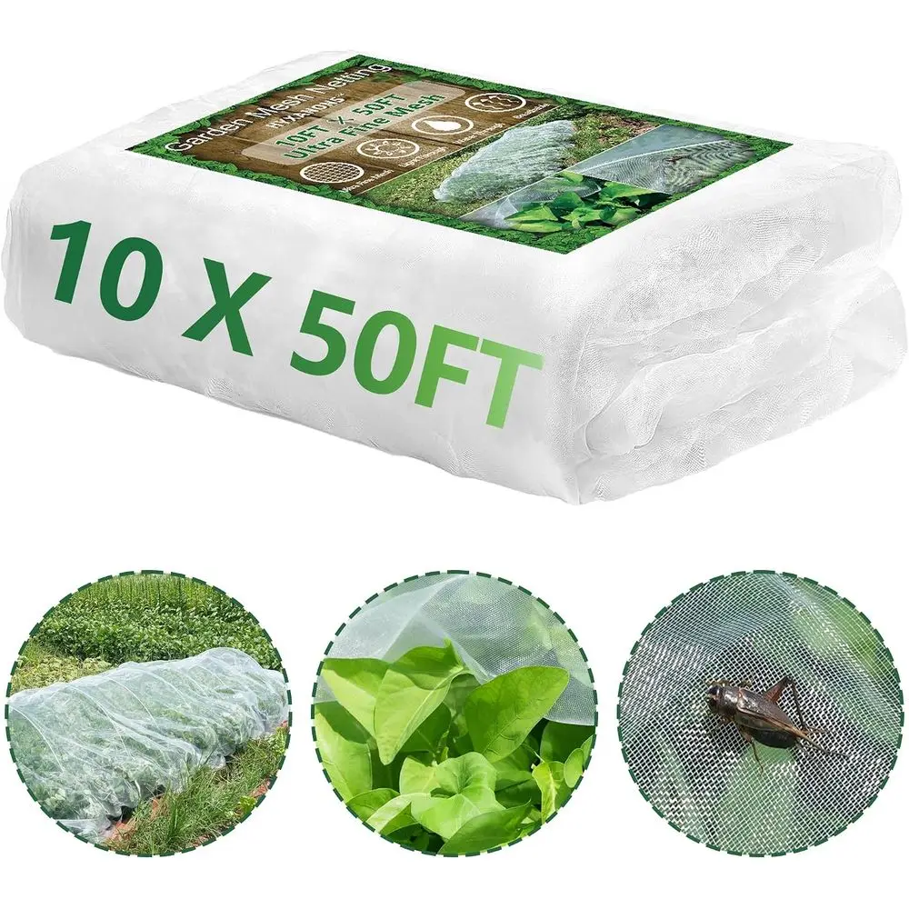 50T Ultra Fine Garden Mesh Netting, White Pest Barrier for Outdoor Plants, Patio, Greenhouse, and Crop Protection