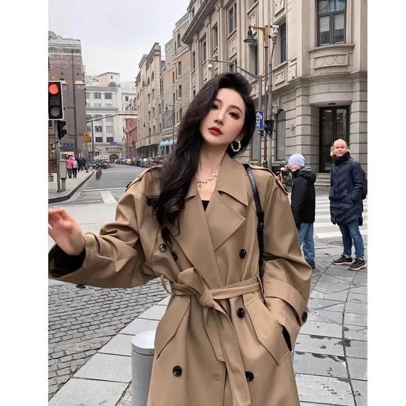 Trench Coat Long 2025 New Spring and Autumn Khaki British Extended Casual Temperament Coat