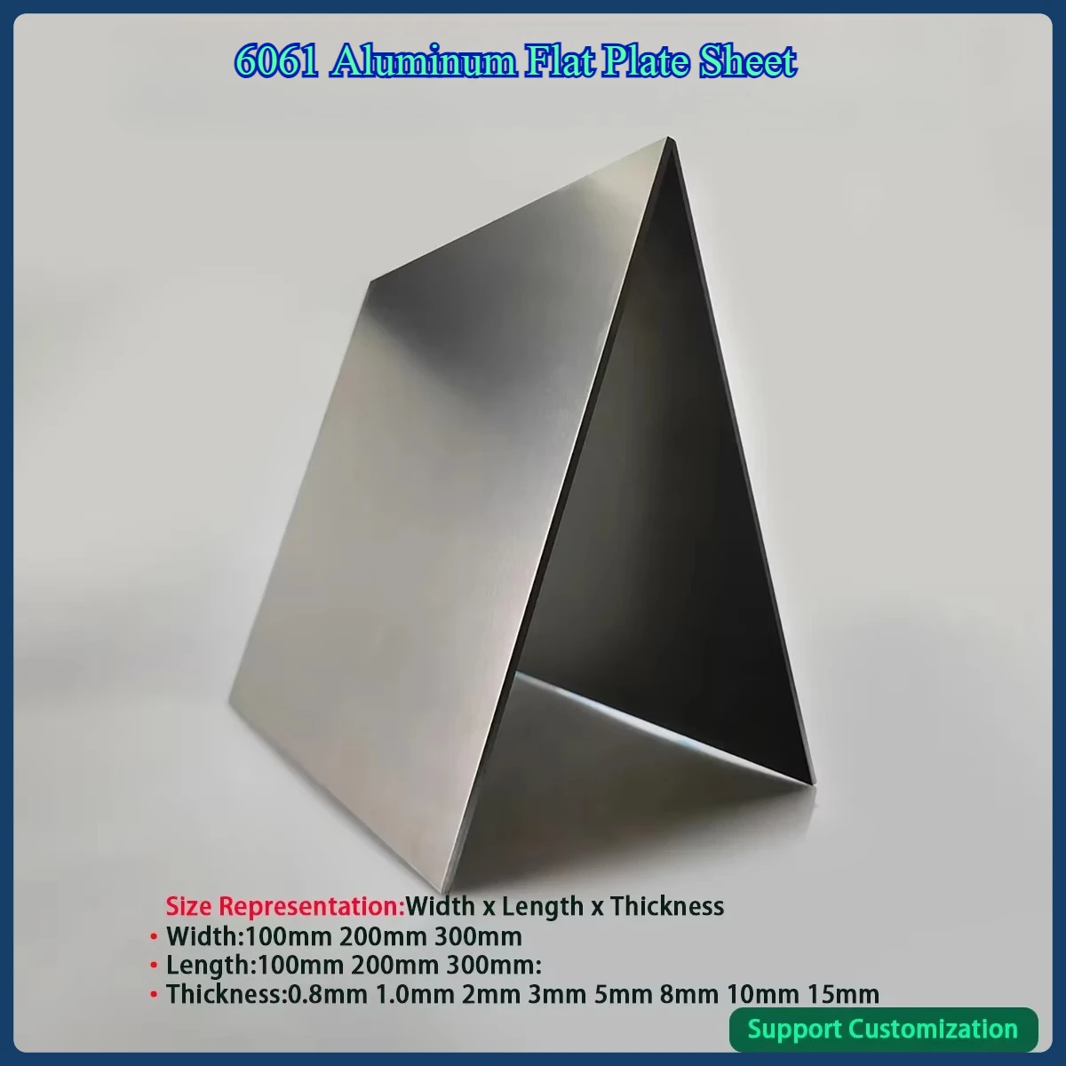 6061 Aluminum Flat Plate Sheet DIY Frame Metal Gasket Plate Block Width/Length 100/200/300mm Thick 0.8/1/2/3/5/6mm Customized
