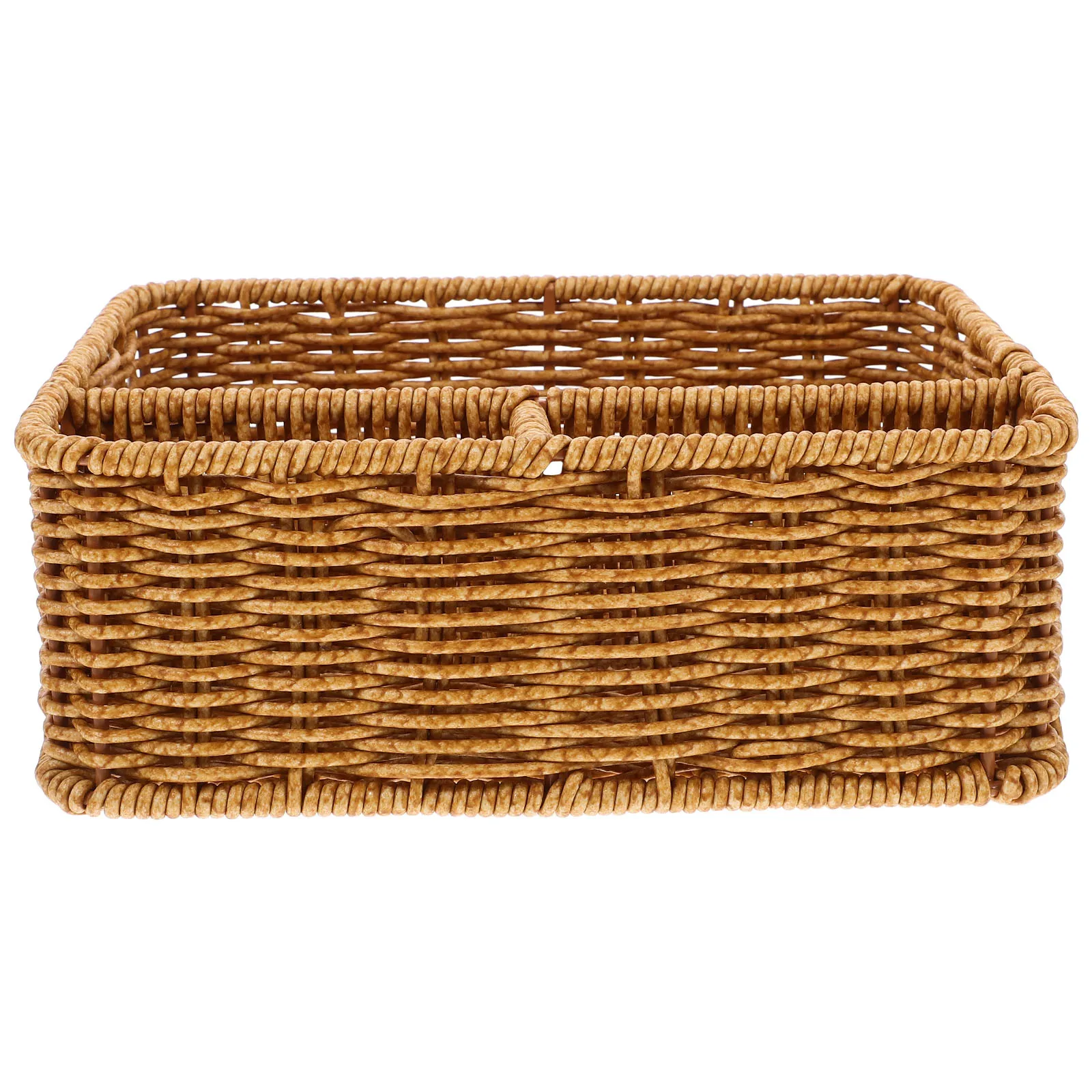 

Wicker Tissue Box Holder Partition Tray Napkin Container Desktop Organizer Imitation Rattan Multi Use Storage Remote Control