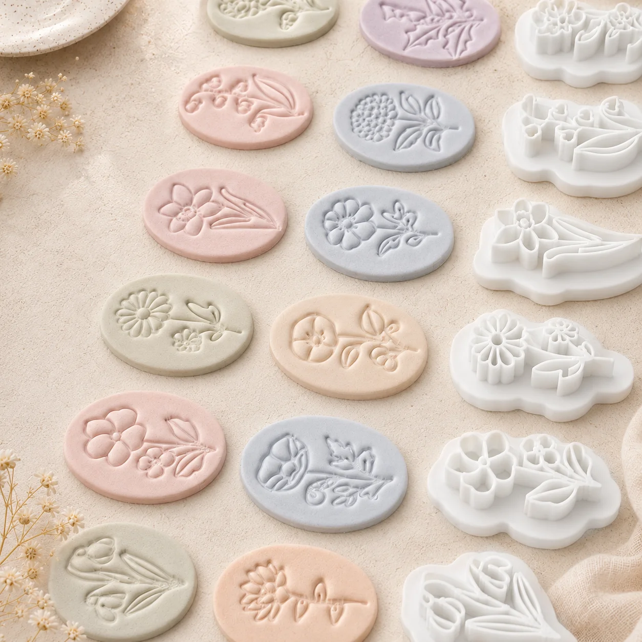 1 Stück Schmuckherstellungs-Set Blumen-Prägeformen Weiche Keramik Polymer-Ton-Schneider Rosen-Karneol-Ohrringe Ornamente Tonform – Detail 3