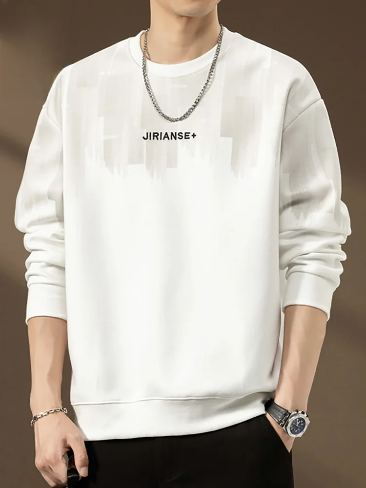 

Men's round Ne Sweatirt Spring New Loose Casual Base irt Cotton Polyester Blend Anti-Wrinkle Long Sve