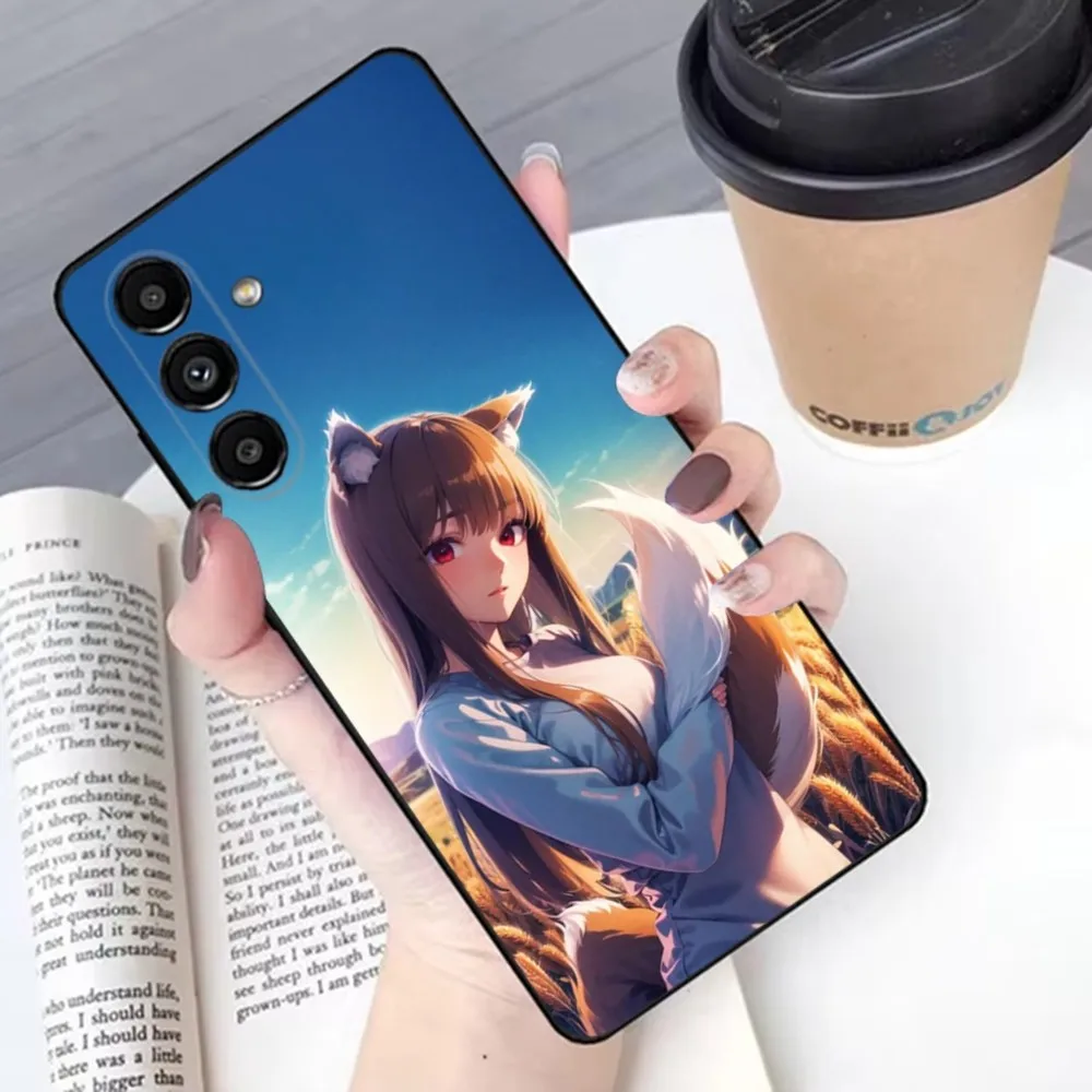 S-Spice and Wolf Anime  Phone Case For Samsung S24,23,22,30,21,10,9,Ultra,Plus,Lite,FE,Soft Silicone Black Cover