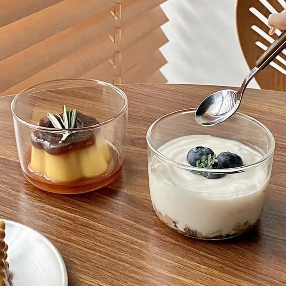 

Mini Glass Pudding Cup Transparent Round Shaped Serving Bowls Dessert Tray Yogurt