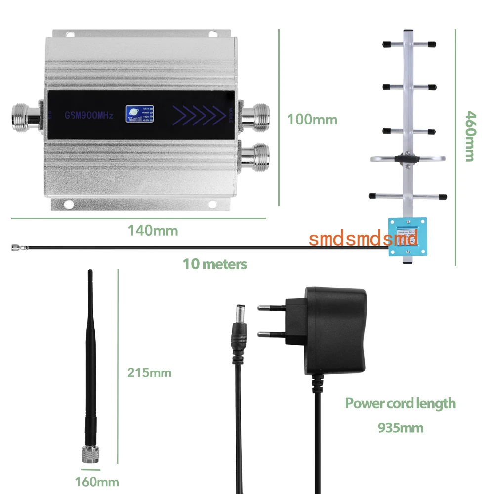 LCD GSM900MHz Double-end Mobile Phone Signal Booster Cell Phone Signal Repeater Signal Amplifier Set with Yagi Antenna