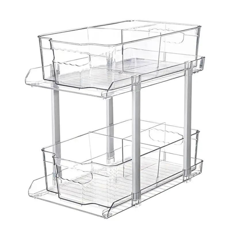 

Pull-Out Countertop Sliding Basket Double-Layer Kitchen Storage Box Under Sink Organizer For Kitchen Cupboard Bathroom