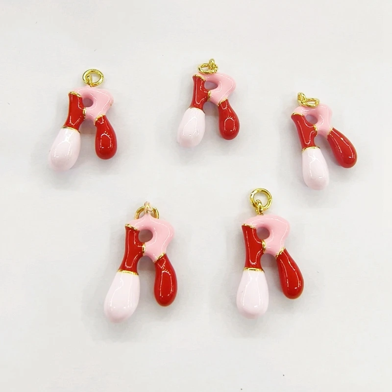 

10pcs/26 letters Charms For Jewelry Making name initial pink color Earring Necklace Bracelet Accessories