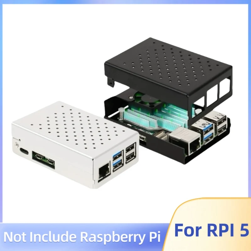 Raspberry Pi 5 Ultra-Slim Case with Fan - Active Cooling & Convective Heat Dissipation Vents