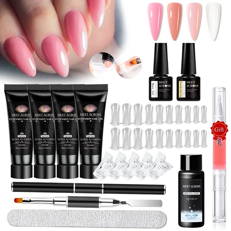 MEET ACROSS 20ml Quick Extension Gel Kit For Nails Gel Nail Extension Set Slip Solution Acrylic Gel Polish Nail Art For Manicure