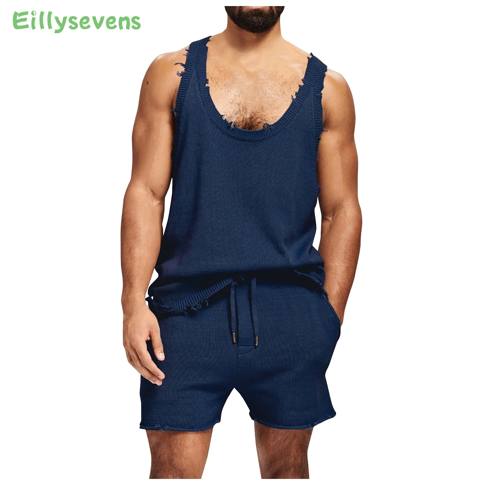 

New Summer Tank Top + Shorts Quick Dry Male Fitness Running Vest Breathable Tracksuit 2pcs Outfits Sleeveless T-Shirt Set