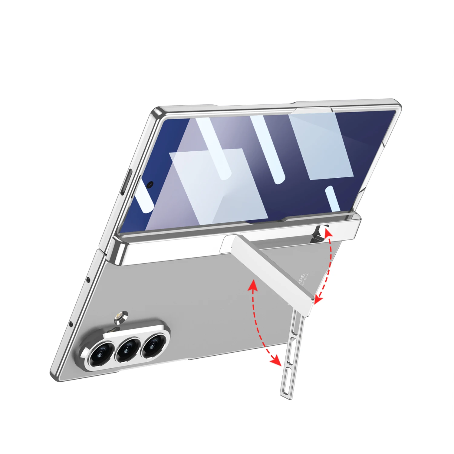 

Magnetic Hinge Fold Stand Case for Samsung Galaxy Z Fold 7 Outer Screen Glass Plating Clear Hard Cover for Galaxy Z Fold 6 Case