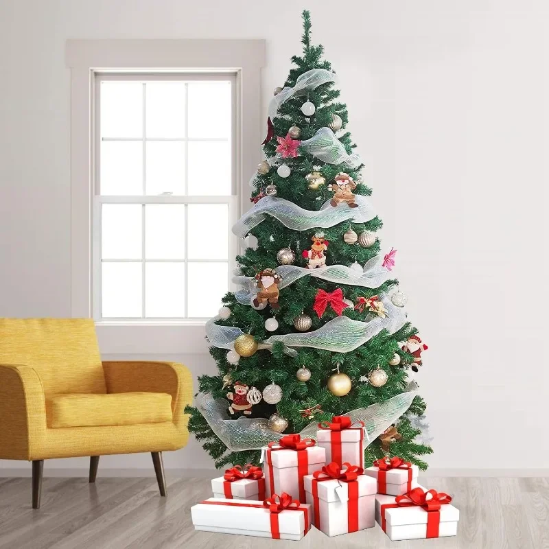 

Tools.8FT Artificial Christmas Tree, Full Premium Hinged Artificial Pine Tree with 1500 Branch Tips Metal Stand for Outdoor