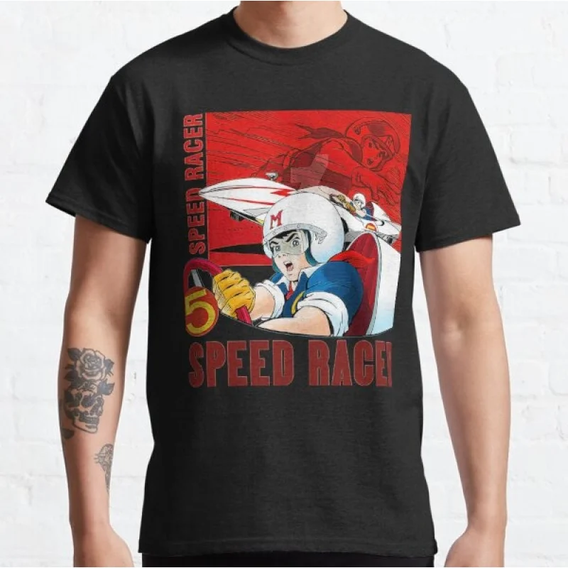 

Mach 5 1967 Mach Go Go Go graphic tee Manga Speed Racer Anime T shirt for men Cartton Large size Tops 100% cotton Y2K Clothes