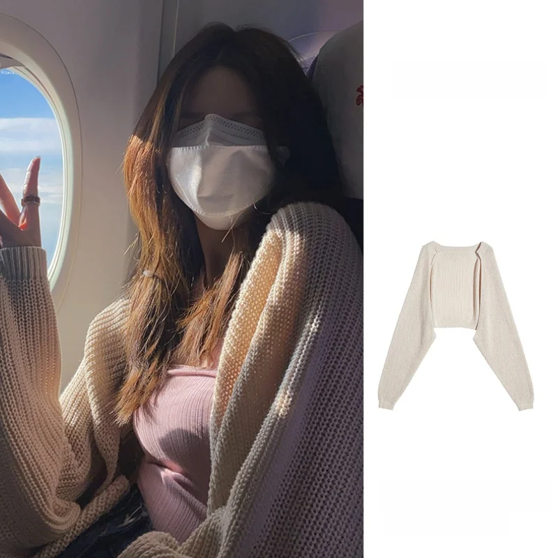 

Шикарный вязаный открытый кардиган, верхняя одежда, женский весенне-осенний свободный нежный топ с длинным светом и кондиционером irt