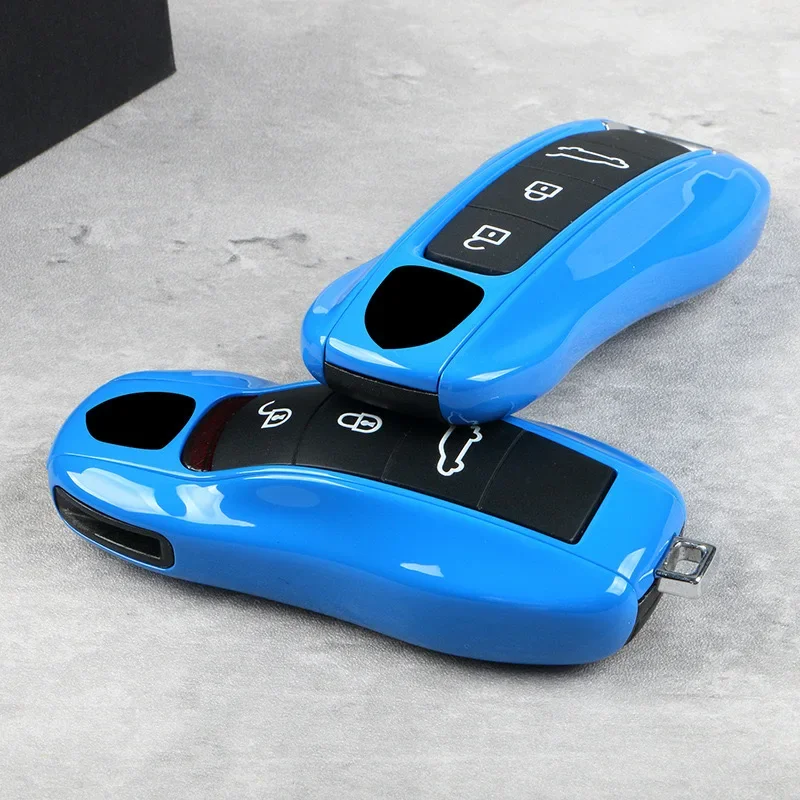 

Key Case Shark Blue for Porsche 718 911 Panamera Cayenne Macan Boxster Cayman Car Key Shell Cover Remote Control Fob Replace