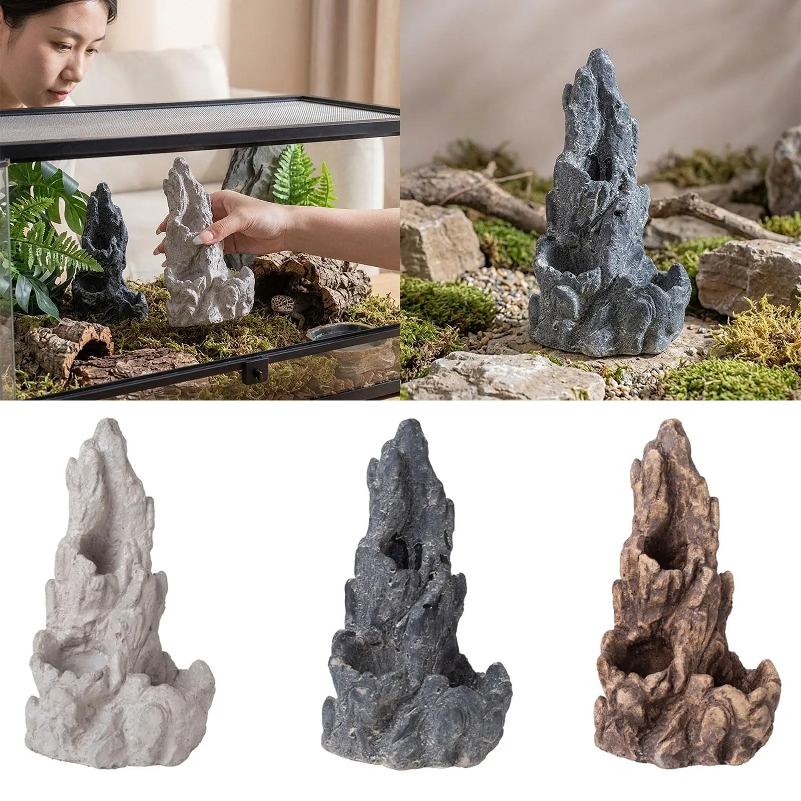 

Искусственная каменная пещера для рептилий, декоративный элемент для сада, универсальное украшение для DIY-ландшафта, искусственный каменный укрытие для черепах